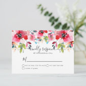 Invitation Roses de jardin d'aquarelle, Rouge Ombre RSVP (Debout devant)