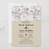 Invitation Roses de kraft rustiques blanches d'hiver de maria (Devant)