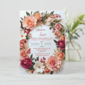 Invitation Roses de la couronne de fleurs marguerites mariage (Debout devant)