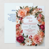 Invitation Roses de la couronne de fleurs marguerites mariage (Devant / Derrière)