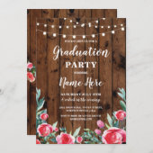 Invitation Roses de la fête de graduation Red Floral Invitati (Devant / Derrière)