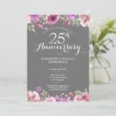 Invitation Roses de la florale photo Mariage du 25e anniversa (Debout devant)