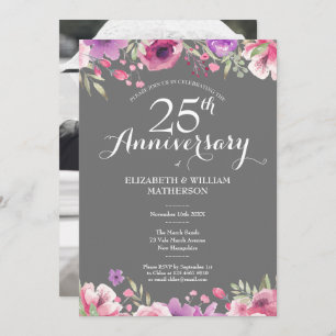 Invitation Roses de la florale photo Mariage du 25e anniversa