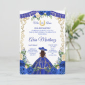 Invitation Roses de la Princess White Navy Mis Quince Invitat (Debout devant)