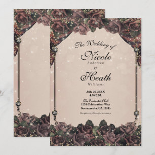 Invitation Roses de mariage d'automne scintillantes au parfum