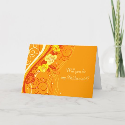 Invitation Roses de mariage jaunes orange (Devant)