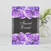 Invitation Roses de mariage noires lavande violette (Debout devant)