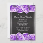 Invitation Roses de mariage noires lavande violettes (Dos)