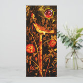 Invitation ROSES DE NUIT MONOGRAMME, Floral noir rouge jaune (Debout devant)