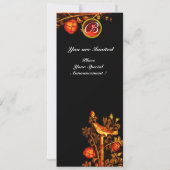 Invitation ROSES DE NUIT MONOGRAMME, Floral noir rouge jaune (Dos)