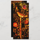 Invitation ROSES DE NUIT MONOGRAMME, Floral noir rouge jaune (Devant / Derrière)