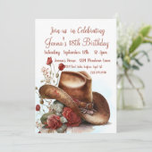 Invitation Roses de pays, Casquette Cowboy, 18e anniversaire (Debout devant)
