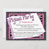 Invitation Roses de point de polka de partie de pyjama (Devant)