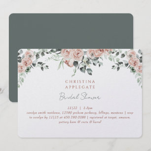 Invitation Roses de printemps blush Élégant Baby Shower Rond