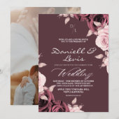 Invitation Roses de printemps ⎮ Mariage Mauve  (Devant / Derrière)