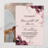 Invitation Roses de printemps ⎮ Mariage Rose Poussiéreuse (Devant / Derrière)