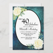 Invitation Roses de raisins sarcelles et blanches 40e anniver (Devant)