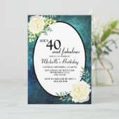 Invitation Roses de raisins sarcelles et blanches 40e anniver (Debout devant)