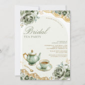 Invitation Roses de Sage Green Floral Tea Party Fête des mari (Devant)