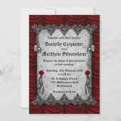Invitation Roses de sang et Mariage gothique rouge soie (Devant)