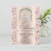 Invitation Roses de Thé Élégantes pour un Lunch de Mariage (Debout devant)