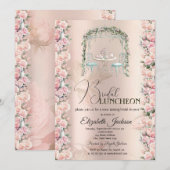 Invitation Roses de Thé Élégantes pour un Lunch de Mariage (Devant / Derrière)