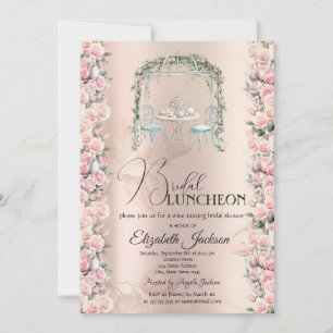 Invitation Roses de Thé Élégantes pour un Lunch de Mariage