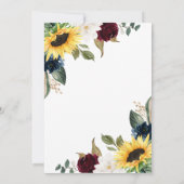 Invitation Roses de tournesol et Magnolia Rustic Mariage à th (Dos)