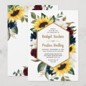 Invitation Roses de tournesol et Magnolia Rustic Mariage à th (Devant / Derrière)