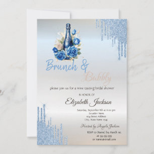 Invitation Roses de vin bleu gouttes de mariage