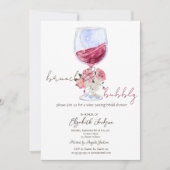 Invitation Roses de vin paillettes gouttes brunch bulle (Devant)