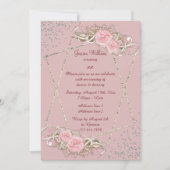 Invitation Roses décoratifs, Anniversaire de la femme scintil (Devant)