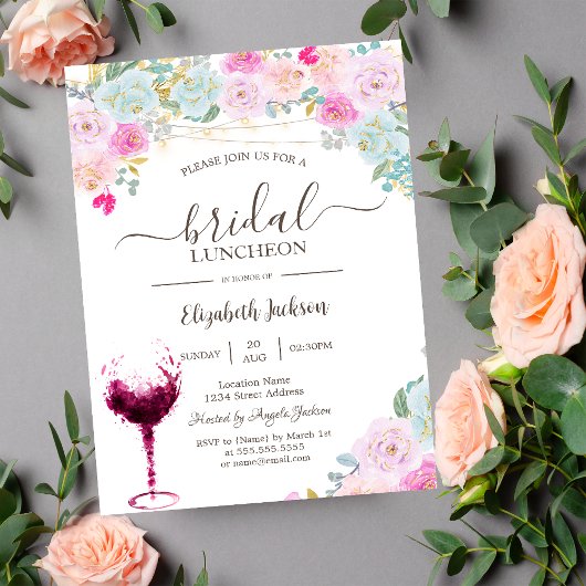 Invitation Roses, Déjeuner nuptial en verre de vin