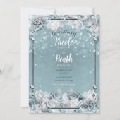 Invitation Roses d'hiver enchantées argentées blanches sarcel (Devant)