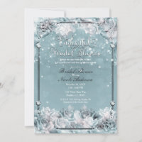 Roses d'Hiver Enchantées Blanc Argenté Baby Shower