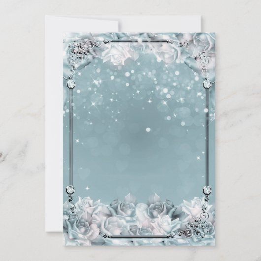 Invitation Roses d'hiver enchantés Silver White Sweet 16 Part (Dos)