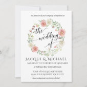 Invitation Roses d'ivoire rougis avec Mariage de couronne de (Devant)