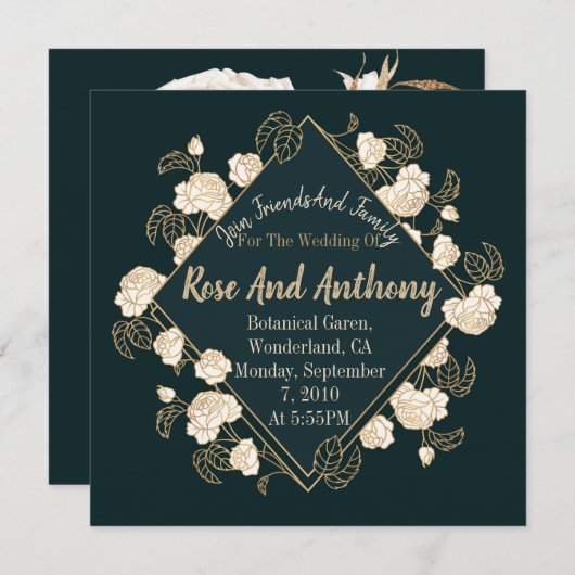 Invitation Roses d'or (Devant / Derrière)