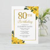 Invitation Roses d'or 80e anniversaire Modèle d'invitation (Debout devant)