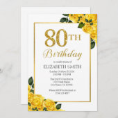 Invitation Roses d'or 80e anniversaire Modèle d'invitation (Devant / Derrière)