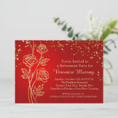 Invitation roses d'or, confettis sur le parti rouge de la ret (Debout devant)