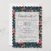 Invitation Roses d'or de champagne d'Aqua rose fille (Devant)