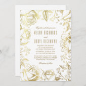 Invitation Roses d'or et Mariage du souffle de bébé (Devant / Derrière)