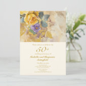 Invitation Roses d'or et violets 50e anniversaire de Mariage (Debout devant)