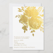 Invitation Roses d'or Faux Foil Elégant Mariage floral modern (Dos)