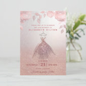 Invitation roses d'or rose de la Parties scintillant moderne (Debout devant)