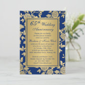 Invitation Roses dorées pour le 65e anniversaire de mariage s (Debout devant)