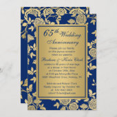 Invitation Roses dorées pour le 65e anniversaire de mariage s (Devant / Derrière)