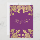 Invitation Roses dorées sur 50e anniversaire violet (Dos)