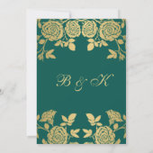 Invitation Roses dorées sur fond vert 30e anniversaire (Dos)